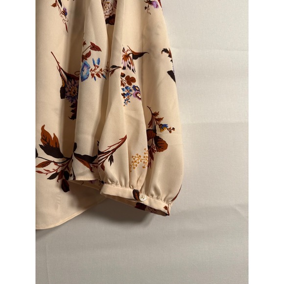 Ann Taylor • NWT Mock Neck Floral Blouse Shirt Cream Womens XXL - Picture 5 of 8